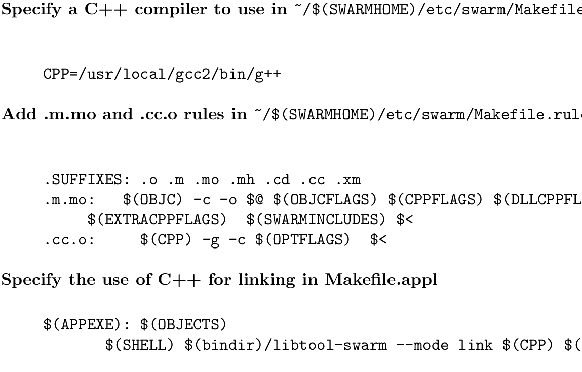 \begin{figure}\begin{description}
\item[Specify a C++ compiler to use in {\tt\~{...
... link $(CPP) $(CFLAGS) $(LDFLAGS) -\end{verbatim}
\end{description}
\end{figure}